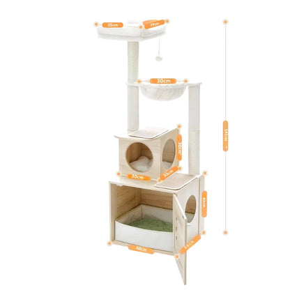 Arbre à Chat Adulte Bois Clair Solide