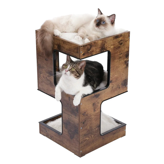 Arbre à Chat Bas Compact en Bois