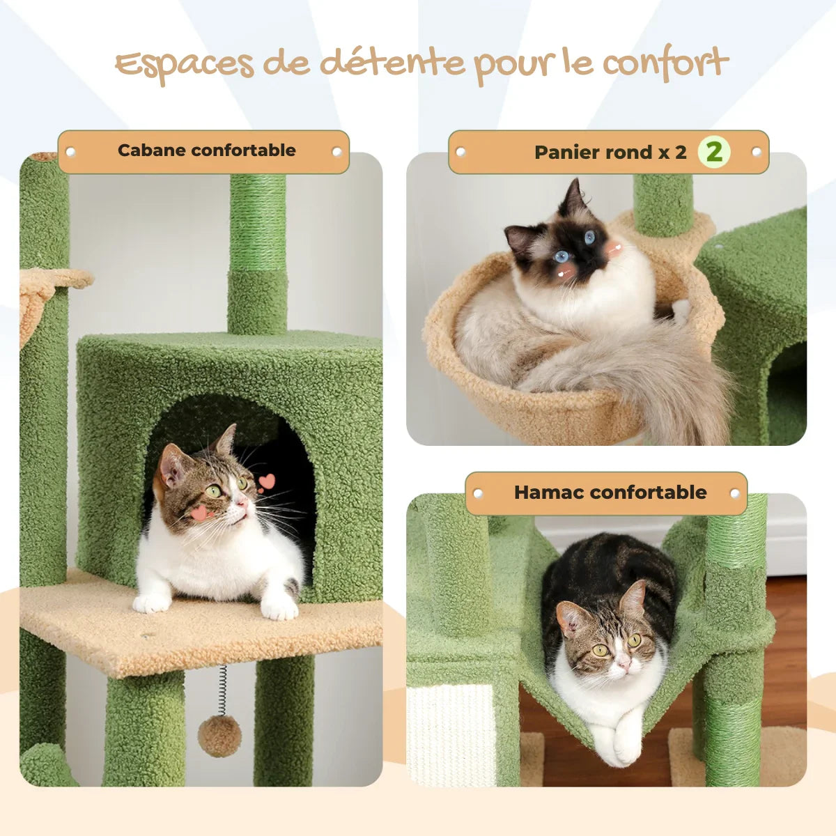 Arbre à Chat Cactus avec Hauteur Réglable