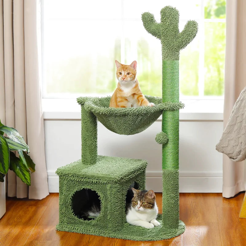 Arbre à Chat Cactus Vert avec Panier