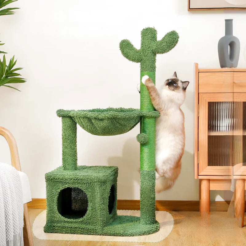 Arbre à Chat Cactus Vert avec Panier