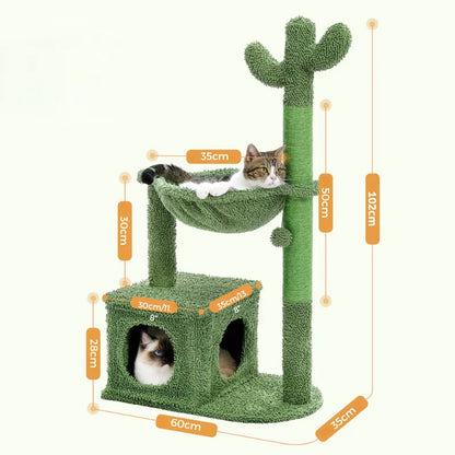 Arbre à Chat Cactus Vert avec Panier